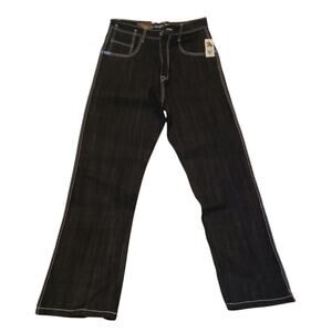5ive Jungle‎ Mens 34x34 King County Indigo Jeans Contrast Stitch Bootcut 810330